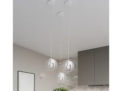 Lámparas colgantes Brive moderno de acero - 3 fuentes luminosas 4000K - L.50 x A.117 cm - blanco