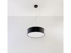 Lámparas colgantes Cercle minimalista de CLORURO DE POLIVINILO - 2 fuentes luminosas 3000K - L.35 x A.111 cm - negro