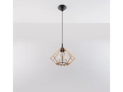 Lámparas colgantes Citrubloom escandinavo de madera - 1 fuentes luminosas 3000K - L.27,5 x A.90 cm - madera natural