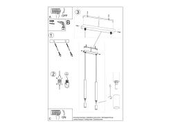 Lámparas colgantes Eclim moderno de acero/vidrio - 2 fuentes luminosas 3000K - L.30 x A.120 cm - negro
