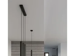 Lámparas colgantes Eclim moderno de acero/vidrio - 2 fuentes luminosas 3000K - L.30 x A.120 cm - negro
