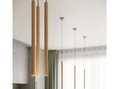 Lámparas colgantes Elara moderno de acero - 1 fuentes luminosas 3000K - L.8 x A.120 cm - dorado
