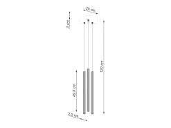 Lámparas colgantes Elara moderno de acero - 3 fuentes luminosas 3000K - L.20 x A.120 cm - negro