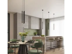 Lámparas colgantes Elara moderno de acero - 1 fuentes luminosas 3000K - L.8 x A.120 cm - negro