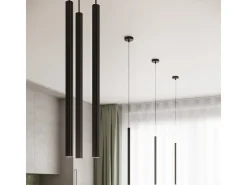 Lámparas colgantes Elara moderno de acero - 1 fuentes luminosas 3000K - L.8 x A.120 cm - negro