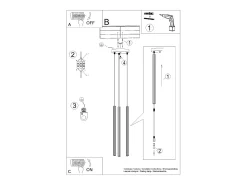 Lámparas colgantes Elara moderno de acero - 3 fuentes luminosas 4000K - L.20 x A.120 cm - blanco