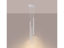 Lámparas colgantes Elara moderno de acero - 3 fuentes luminosas 4000K - L.20 x A.120 cm - blanco
