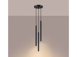 Lámparas colgantes Elara moderno de acero - 3 fuentes luminosas 4000K - L.20 x A.120 cm - negro