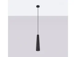 Lámparas Colgantes Electra Desván De Concreto - 1 Fuentes Luminosas - L.8 X A.125 Cm - Negro