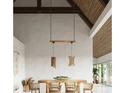 Lámparas colgantes Elyandra escandinavo de madera - 1 fuentes luminosas 3000K - L.30 x A.107 cm - madera natural