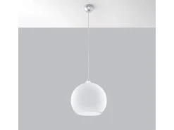 Lámparas colgantes Esfera minimalista de acero/vidrio - 1 fuentes luminosas 3000K - L.30 x A.120 cm - blanco