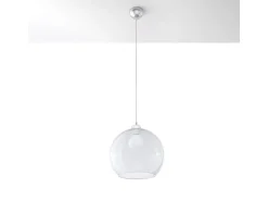 Lámparas colgantes Esfera minimalista de acero/vidrio - 1 fuentes luminosas 3000K - L.30 x A.120 cm - transparente