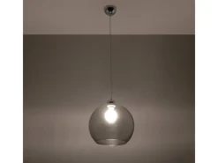 Lámparas colgantes Esfera minimalista de acero/vidrio - 1 fuentes luminosas 4000K - L.30 x A.120 cm - grafito