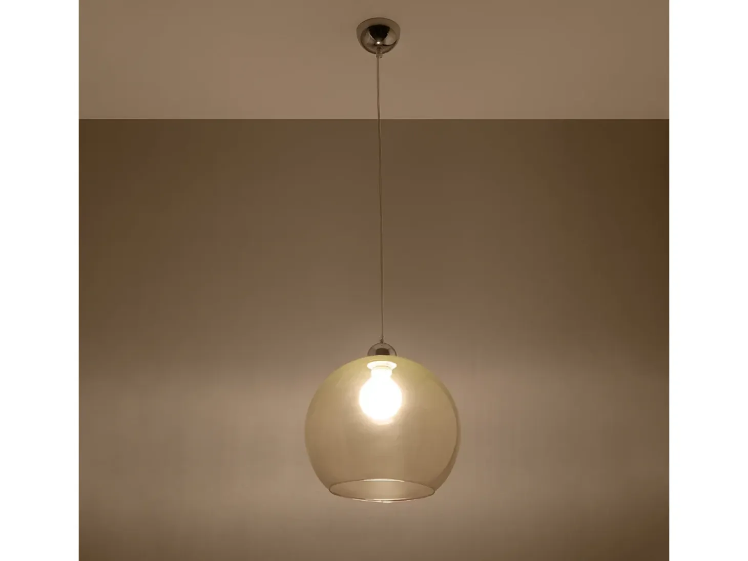 Lámparas colgantes Esfera minimalista de acero/vidrio - 1 fuentes luminosas 4000K - L.30 x A.120 cm - champán