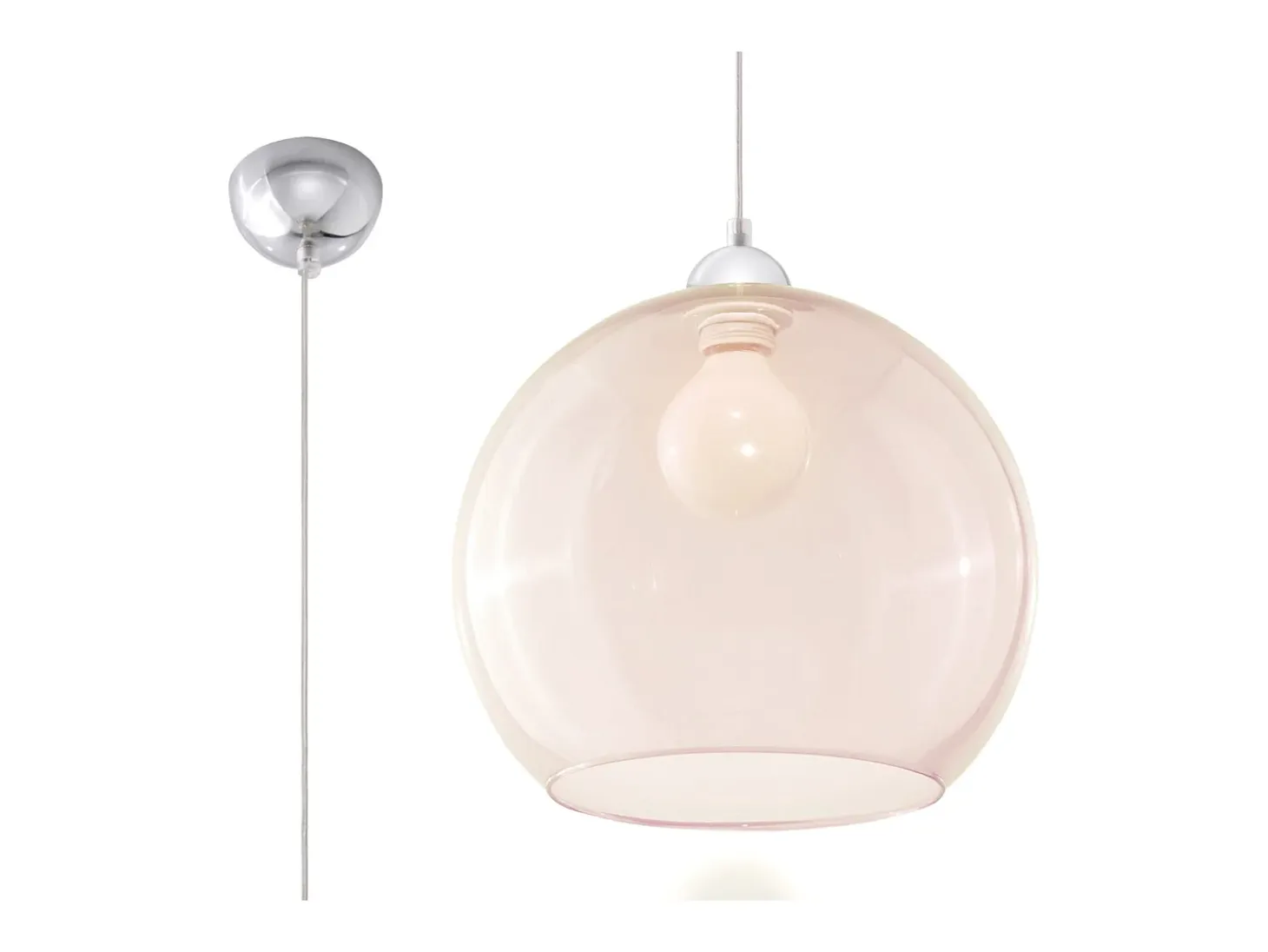 Lámparas colgantes Esfera minimalista de acero/vidrio - 1 fuentes luminosas 3000K - L.30 x A.120 cm - champán