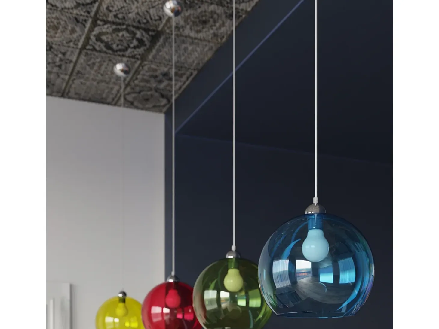 Lámparas colgantes Esfera minimalista de acero/vidrio - 1 fuentes luminosas 3000K - L.30 x A.120 cm - champán