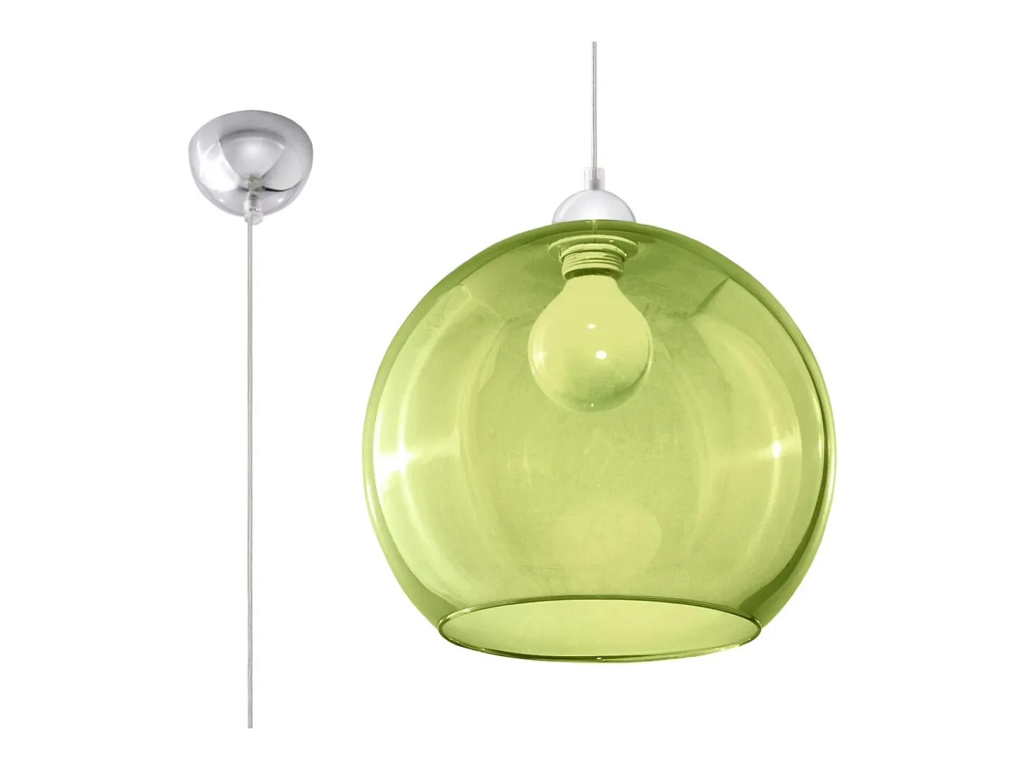 Lámparas colgantes Esfera minimalista de acero/vidrio - 1 fuentes luminosas 3000K - L.30 x A.120 cm - verde
