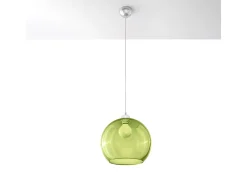 Lámparas colgantes Esfera minimalista de acero/vidrio - 1 fuentes luminosas 3000K - L.30 x A.120 cm - verde