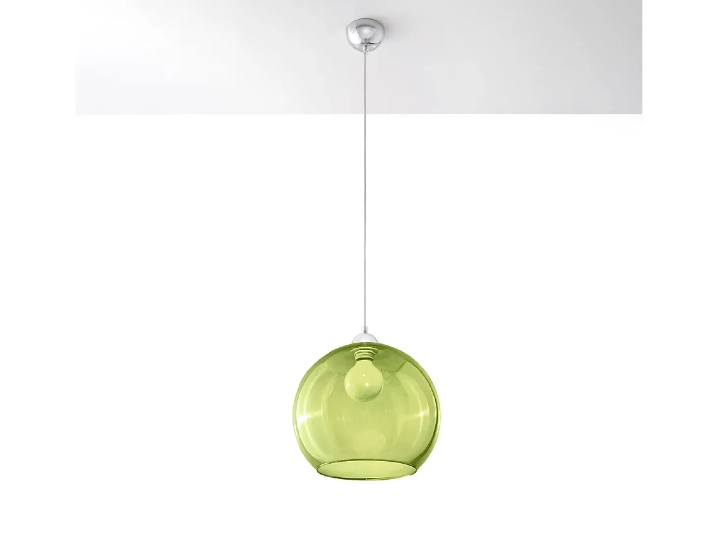 Lámparas colgantes Esfera minimalista de acero/vidrio - 1 fuentes luminosas 3000K - L.30 x A.120 cm - verde
