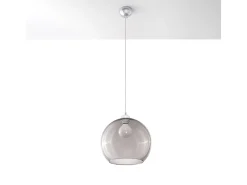 Lámparas colgantes Esfera minimalista de acero/vidrio - 1 fuentes luminosas 3000K - L.30 x A.120 cm - grafito