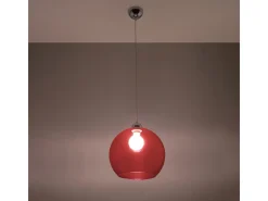 Lámparas colgantes Esfera minimalista de acero/vidrio - 1 fuentes luminosas 4000K - L.30 x A.120 cm - rojo