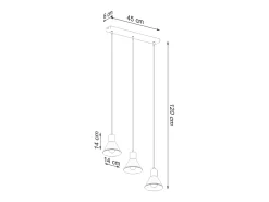 Lámparas colgantes Faldura moderno de acero - 3 fuentes luminosas 3000K - L.45 x A.120 cm - negro