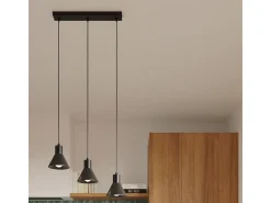 Lámparas colgantes Faldura moderno de acero - 3 fuentes luminosas 3000K - L.45 x A.120 cm - negro