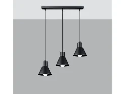 Lámparas colgantes Faldura moderno de acero - 3 fuentes luminosas 3000K - L.45 x A.120 cm - negro