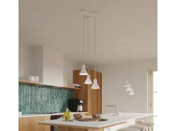 Lámparas colgantes Faldura moderno de acero - 1 fuentes luminosas 3000K - L.14 x A.120 cm - blanco