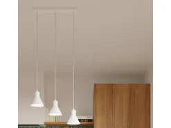 Lámparas colgantes Faldura moderno de acero - 3 fuentes luminosas 3000K - L.45 x A.120 cm - blanco
