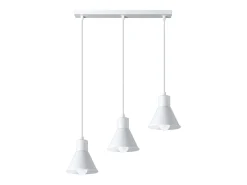 Lámparas colgantes Faldura moderno de acero - 3 fuentes luminosas 4000K - L.45 x A.120 cm - blanco