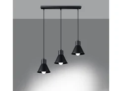 Lámparas colgantes Faldura moderno de acero - 3 fuentes luminosas 4000K - L.45 x A.120 cm - negro