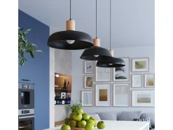 Lámparas Colgantes Fano Escandinavo De Acero - 1 Fuentes Luminosas - L.34 X A.120 Cm - Negro