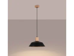 Lámparas Colgantes Fano Escandinavo De Acero - 1 Fuentes Luminosas - L.34 X A.120 Cm - Negro