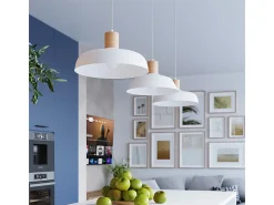 Lámparas colgantes Fanova escandinavo de acero - 1 fuentes luminosas 3000K - L.34 x A.120 cm - blanco