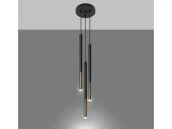 Lámparas colgantes Flar moderno de acero - 3 fuentes luminosas 4000K - L.20 x A.90 cm - oro negro