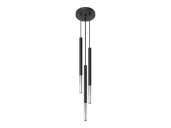 Lámparas colgantes Flar moderno de acero - 3 fuentes luminosas 4000K - L.20 x A.90 cm - negro/cromo