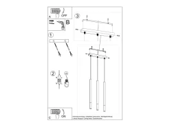 Lámparas colgantes Flar moderno de acero - 3 fuentes luminosas 3000K - L.30 x A.90 cm - negro/cobre