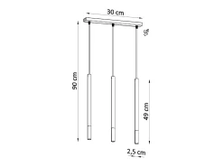 Lámparas colgantes Flar moderno de acero - 3 fuentes luminosas 4000K - L.30 x A.90 cm - oro negro