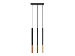 Lámparas colgantes Flar moderno de acero - 3 fuentes luminosas 4000K - L.30 x A.90 cm - negro/cobre