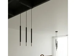 Lámparas colgantes Flar moderno de acero - 3 fuentes luminosas 4000K - L.30 x A.90 cm - negro/cromo