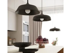 Lámparas Colgantes Frika Escandinavo De Acero - 1 Fuentes Luminosas - L.34 X A.74 Cm - Negro