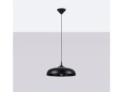 Lámparas Colgantes Gina Escandinavo De Acero - 1 Fuentes Luminosas - L.38 X A.74 Cm - Negro