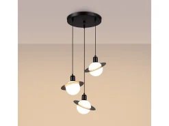 Lámparas colgantes Gloxo moderno de acero - 3 fuentes luminosas 4000K - L.32 x A.120 cm - negro