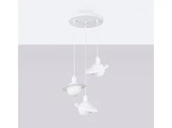 Lámparas colgantes Gloxo moderno de acero - 3 fuentes luminosas 3000K - L.32 x A.120 cm - blanco