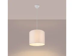 Lámparas colgantes Gloxo minimalista de tela/PVC - 1 fuentes luminosas 4000K - L.30 x A.88 cm - blanco