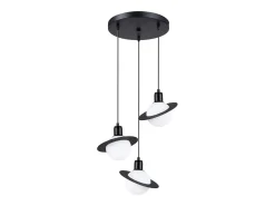 Lámparas colgantes Gloxo moderno de acero - 3 fuentes luminosas 3000K - L.32 x A.120 cm - negro