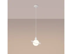 Lámparas Colgantes Hyperion Moderno De Acero - 1 Fuentes Luminosas - L.20 X A.125 Cm - Blanco