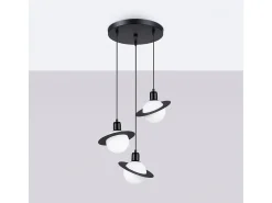 Lámparas Colgantes Hyperion Moderno De Acero - 3 Fuentes Luminosas - L.32 X A.120 Cm - Negro