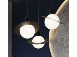 Lámparas Colgantes Hyperion Moderno De Acero - 3 Fuentes Luminosas - L.32 X A.120 Cm - Negro
